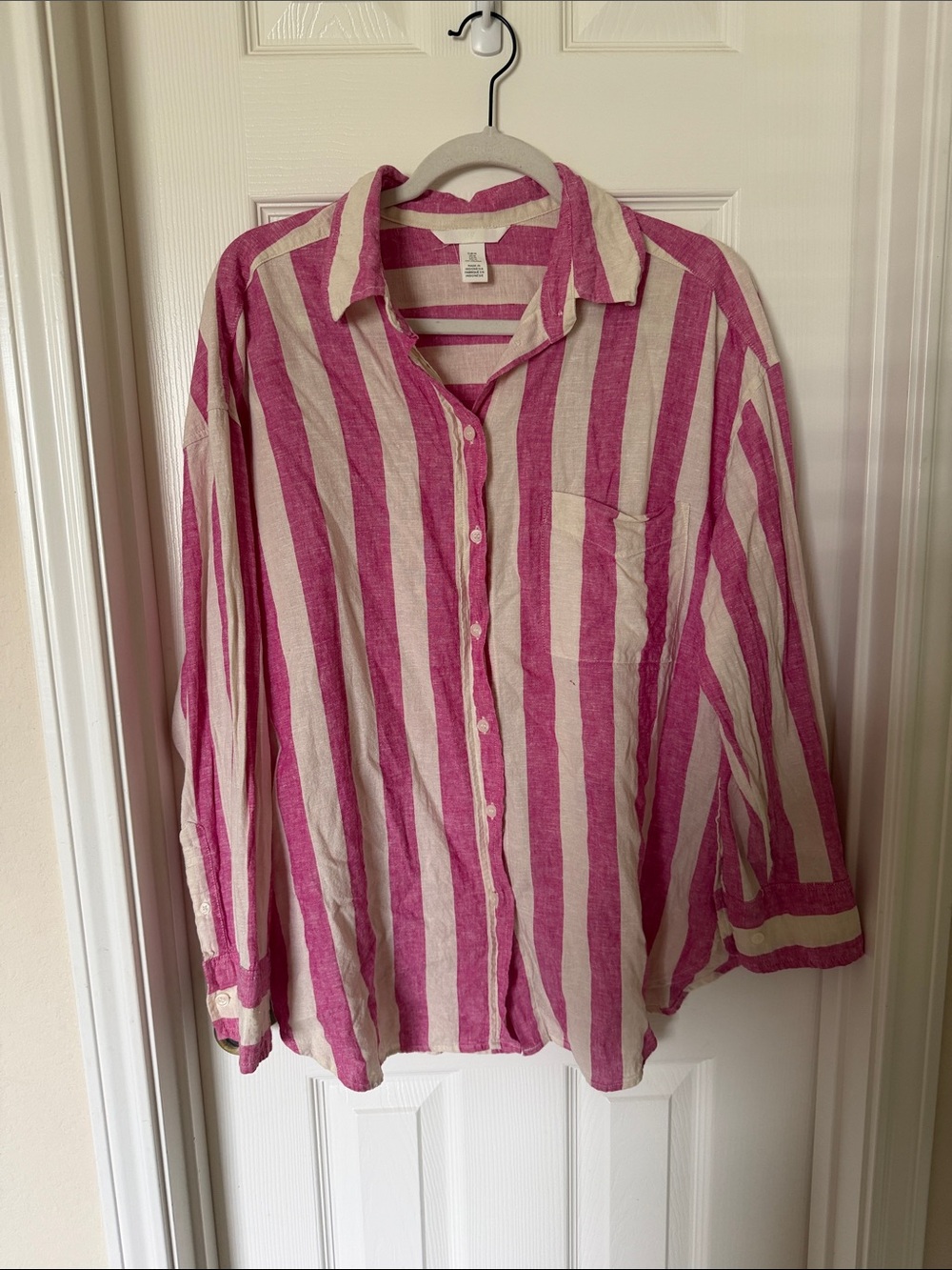 H&M Hot Pink and White Striped Shirt